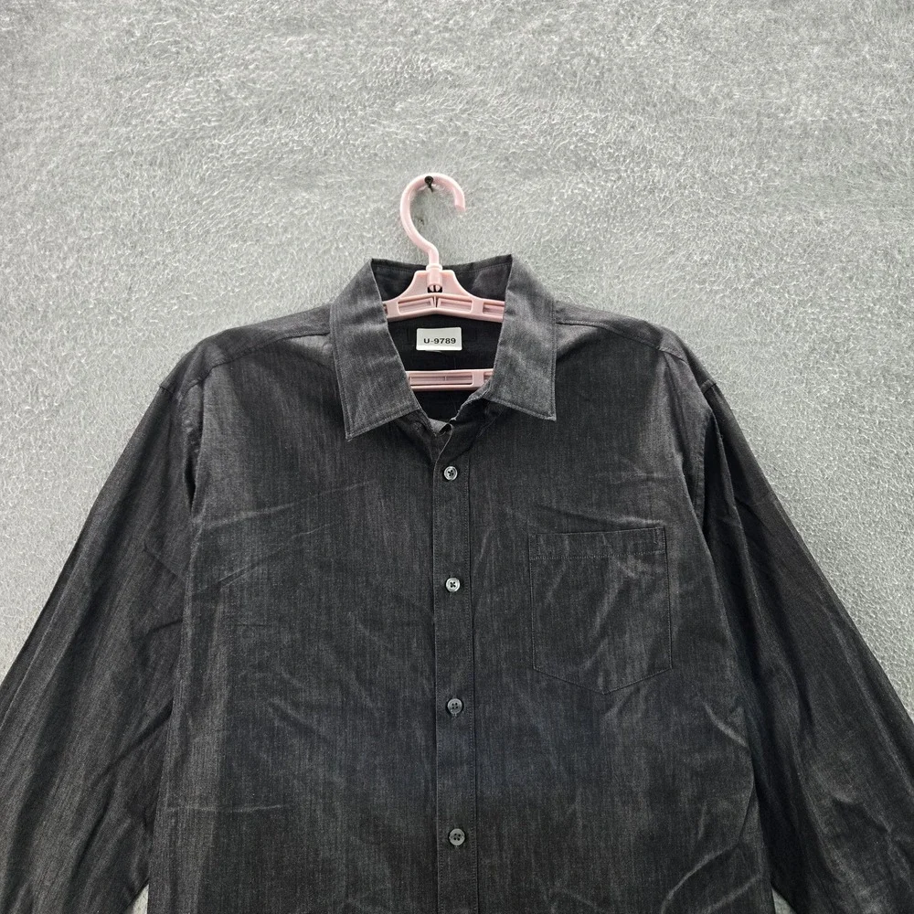 Claiborne Men Button Up Shirt L‎ Gray Classic Long Sleeve
